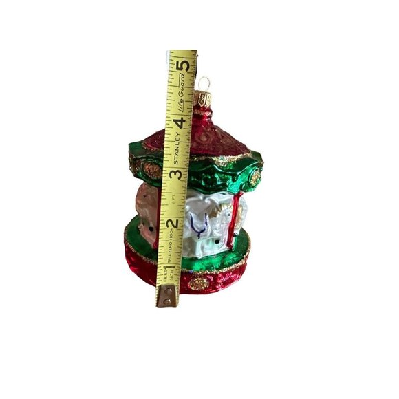 Large GLASS CHRISTMAS ORNAMENT POLAND Merry go round - Picture 6 of 6